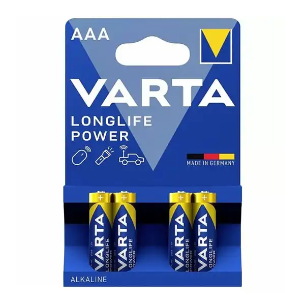 باتری نیم قلمی پک 4 عددی مدل VARTA LONGLIFE POWER-AAA