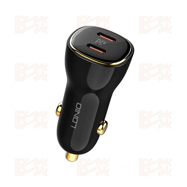 1277808ex8086718777 شارژر فندکی فست و PD دو پورت LDNIO C104 60W
