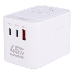 شارژر دیواری سه پورت فست مدل LDNIO Z8 GAN QC3.0 PD 45W