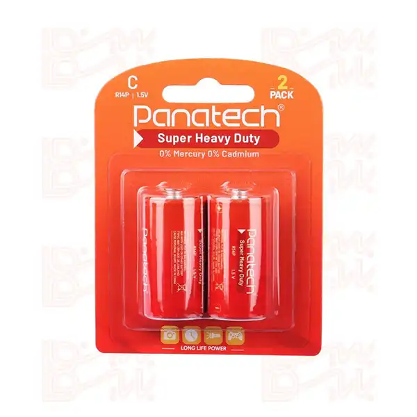 PANATECH SUPER HEAVY DUTY R14P باتری سایز متوسط پک 2 تایی PANATECH SUPER HEAVY DUTY R14P
