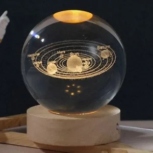 چراغ رومیزی (گوی) کریستالی دور چوبی CRYSTAL BALL