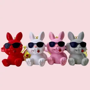 آویز جاکلیدی سنگی طرح خرگوش عینکی