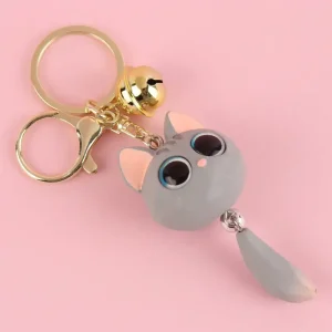 آویز جاکلیدی سنگی طرح گربه دم متحرک