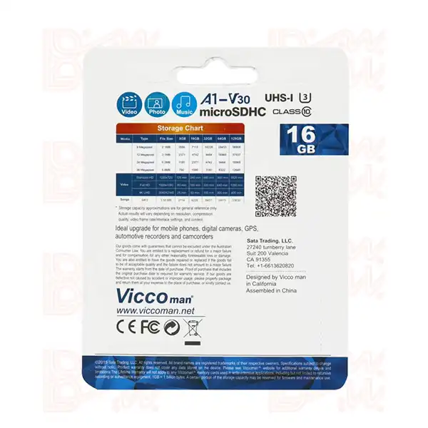 رم میکرو VICCO MAN FINAL 600X PLUS U3 A1 V30 C10 16G