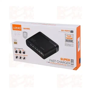 شارژر شش پورت فست مدل LDNIO A6140C GAN 5A QC5.0 PD 140W