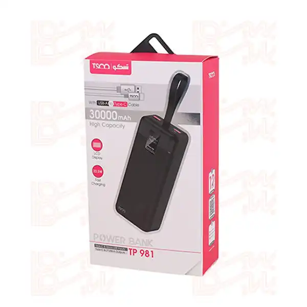 پاوربانک فست شارژ PD TSCO TP 981 QC3.0 22.5W 30000mAh